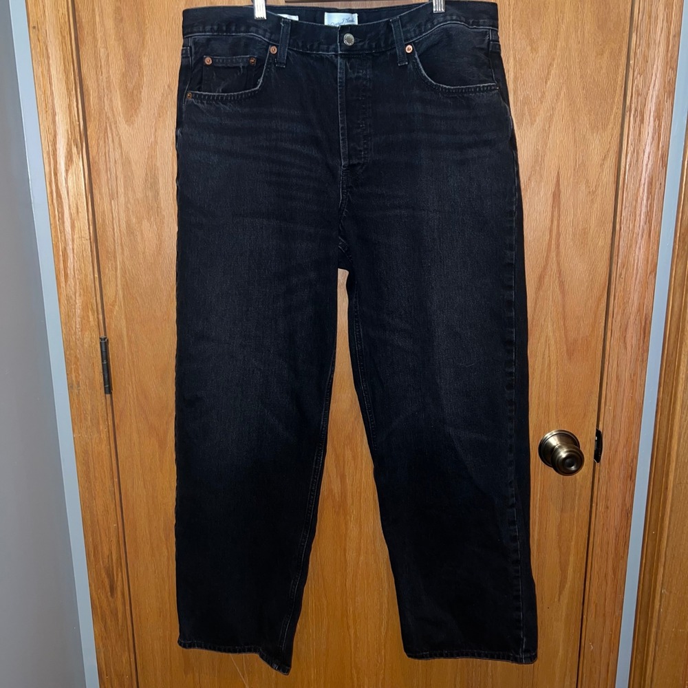 Universal Thread Jeans Women 12 Black Mid Rise 90s Baggy Straight Leg Denim